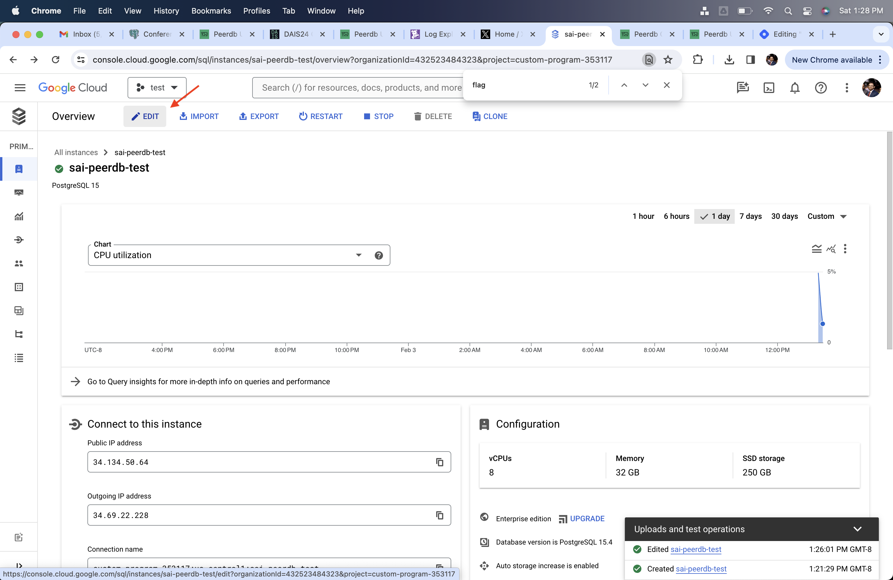 Edit Button in Cloud SQL Postgres